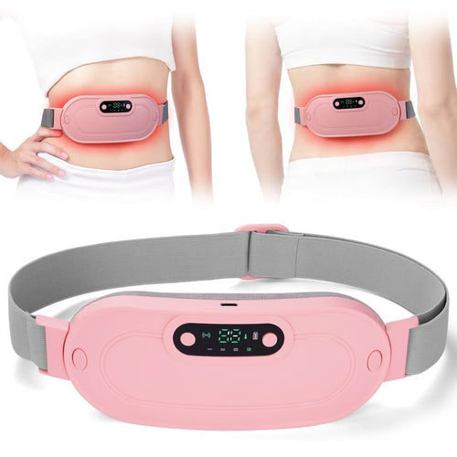 Ceinture chauffante et massante portée sur le ventre pour douleurs menstruelles